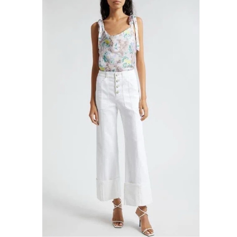 NEW Cinq à Sept Light Washed Floral Tied Marta Cami Pastel Multicolor